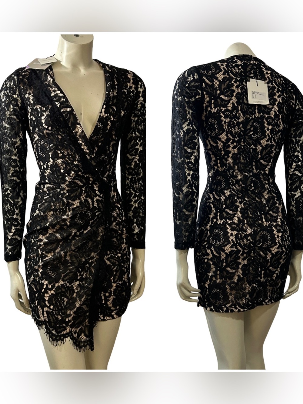Nwt Missguided Gorgeous Black Lace Wrap Blazer Mini Dress